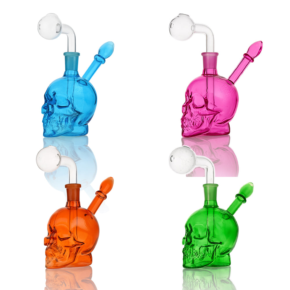 💀 5 inch Skull Oil Burner Rig – Bold Mini Glass Burner - Croia Glass