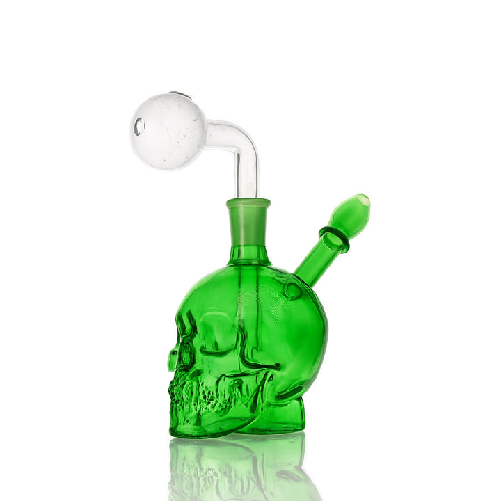 💀 5 inch Skull Oil Burner Rig – Bold Mini Glass Burner - Croia Glass