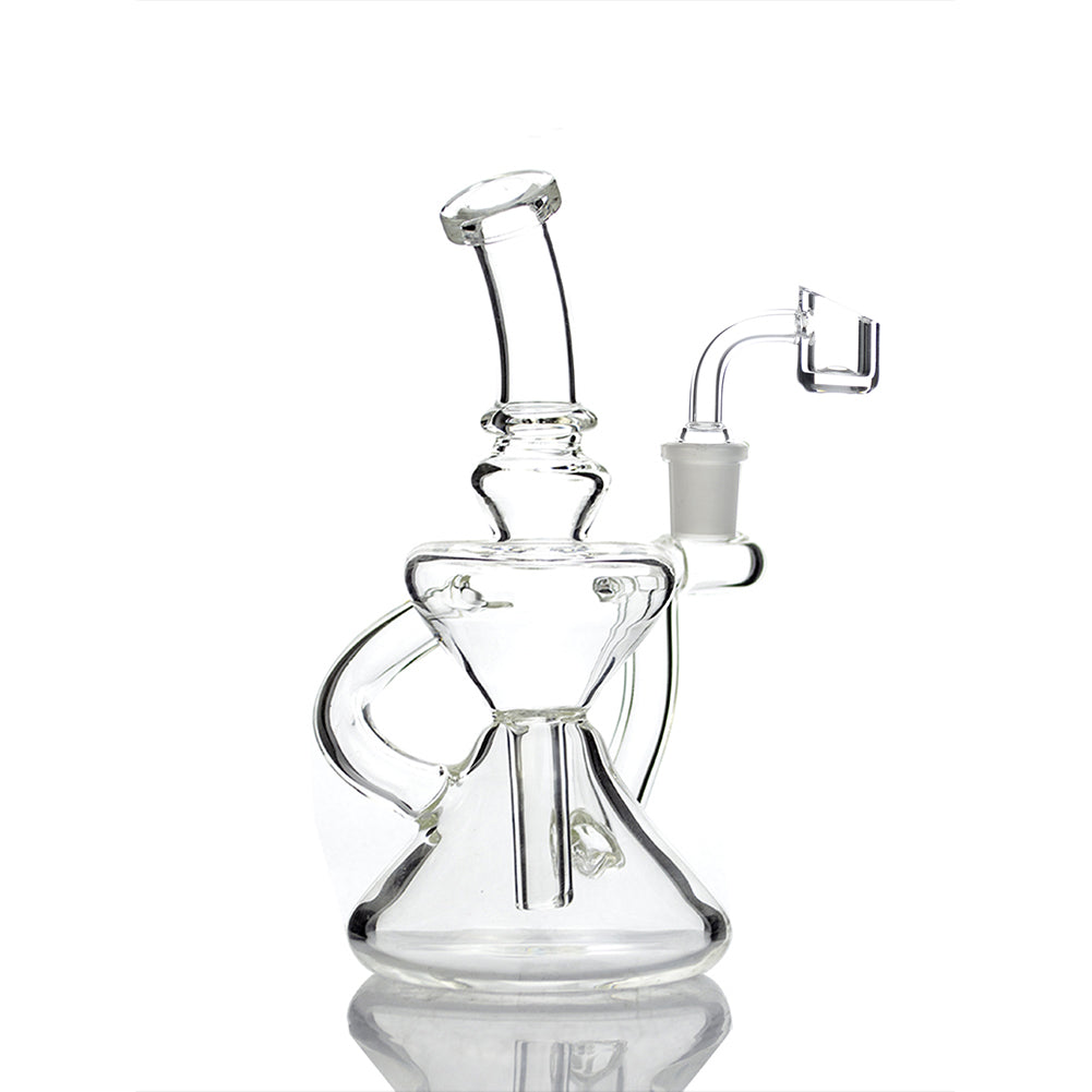 5" Mini Clear Recycler Dab Rig – Funnel Chamber Design + 10mm Quartz Banger - Croia Glass