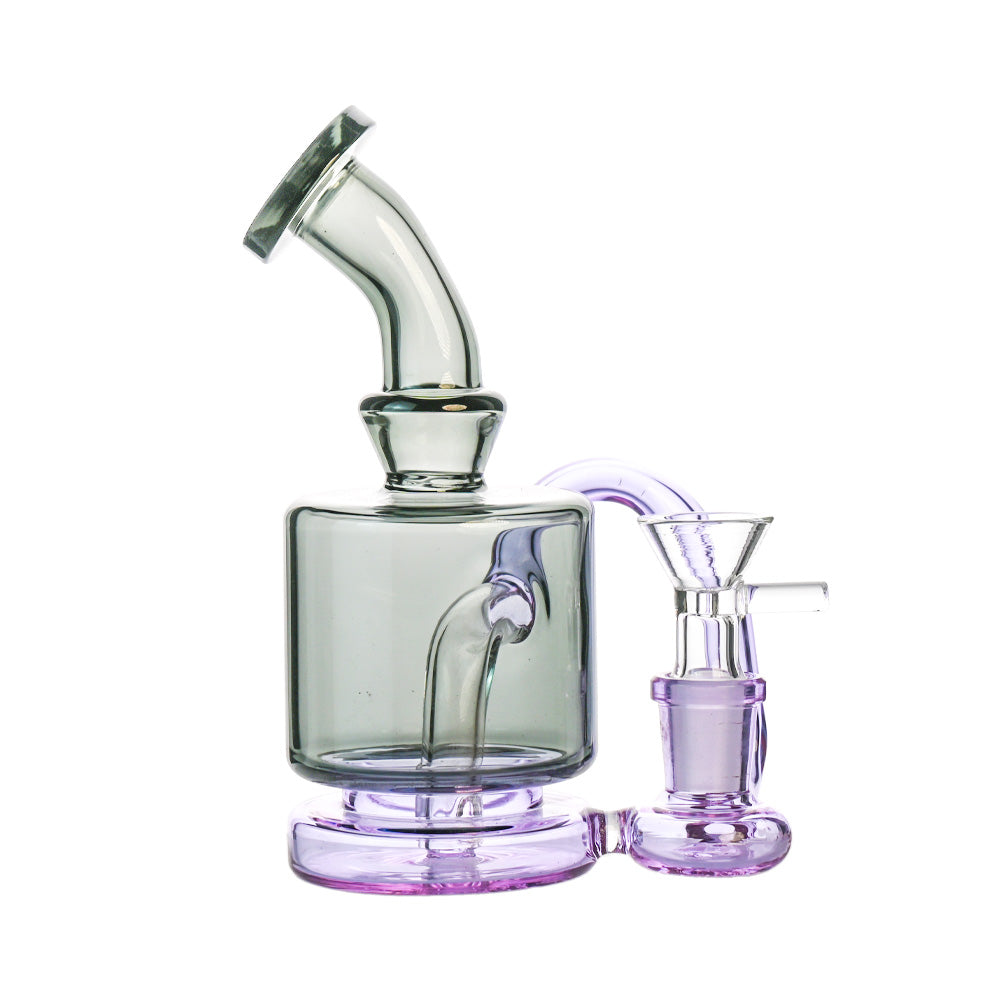 6" Compact Recycler Dab Rig – Barrel Chamber, External Loop Recycler, 14mm Bowl - Croia Glass