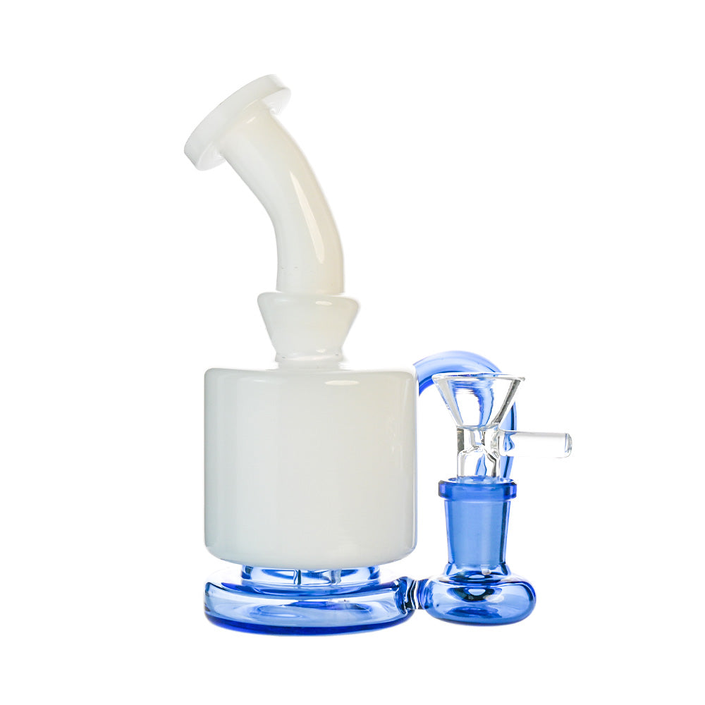 6" Compact Recycler Dab Rig – Barrel Chamber, External Loop Recycler, 14mm Bowl - Croia Glass
