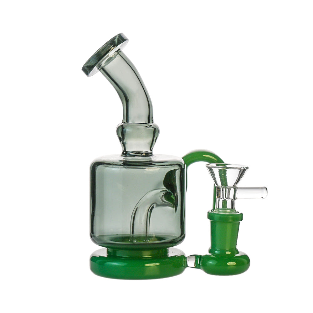 6" Compact Recycler Dab Rig – Barrel Chamber, External Loop Recycler, 14mm Bowl - Croia Glass
