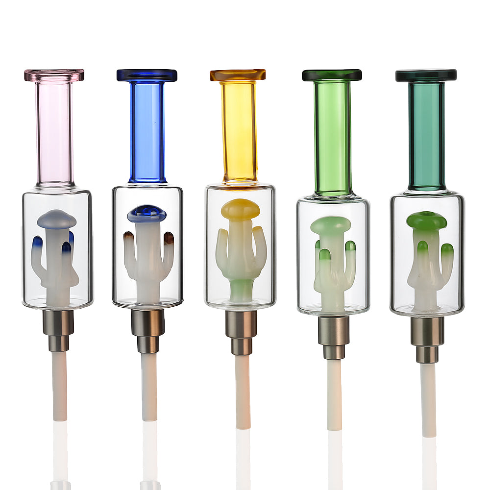 🍄 7.5" Mushroom Perc Nectar Collector – Borosilicate Dab Straw w/ 14mm Ceramic Tip - Croia Glass