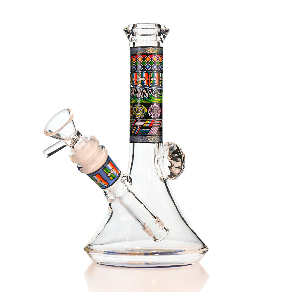 7" Crystal Lips Beaker Bong – Thick Glass, Full-Decal Art, 14mm Bowl - Croia Glass