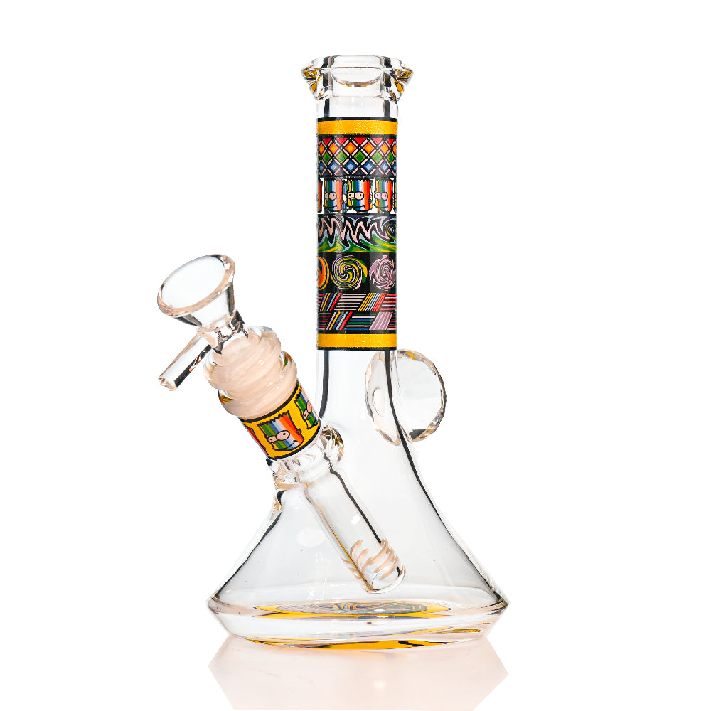 7" Crystal Lips Beaker Bong – Thick Glass, Full-Decal Art, 14mm Bowl - Croia Glass