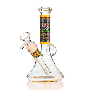 7" Crystal Lips Beaker Bong – Thick Glass, Full-Decal Art, 14mm Bowl - Croia Glass