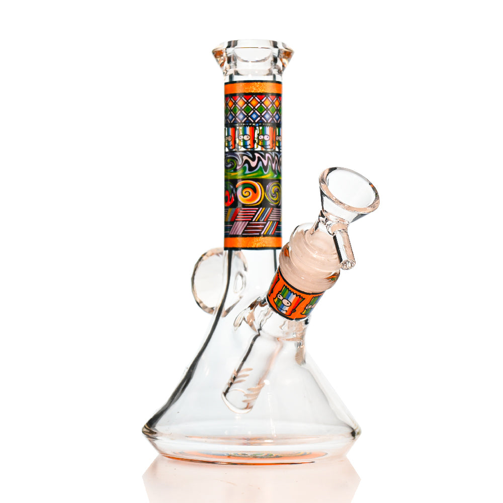 7" Crystal Lips Beaker Bong – Thick Glass, Full-Decal Art, 14mm Bowl - Croia Glass