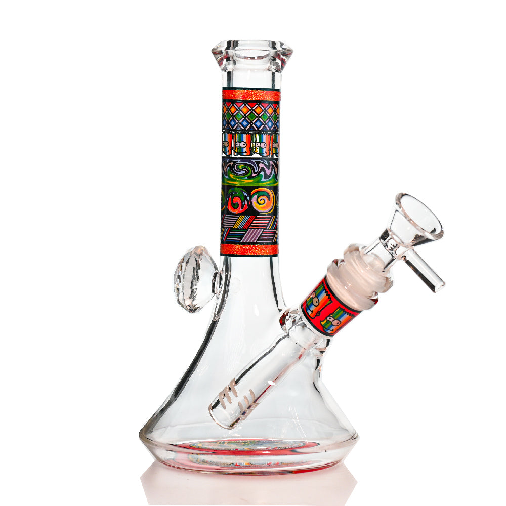 7" Crystal Lips Beaker Bong – Thick Glass, Full-Decal Art, 14mm Bowl - Croia Glass