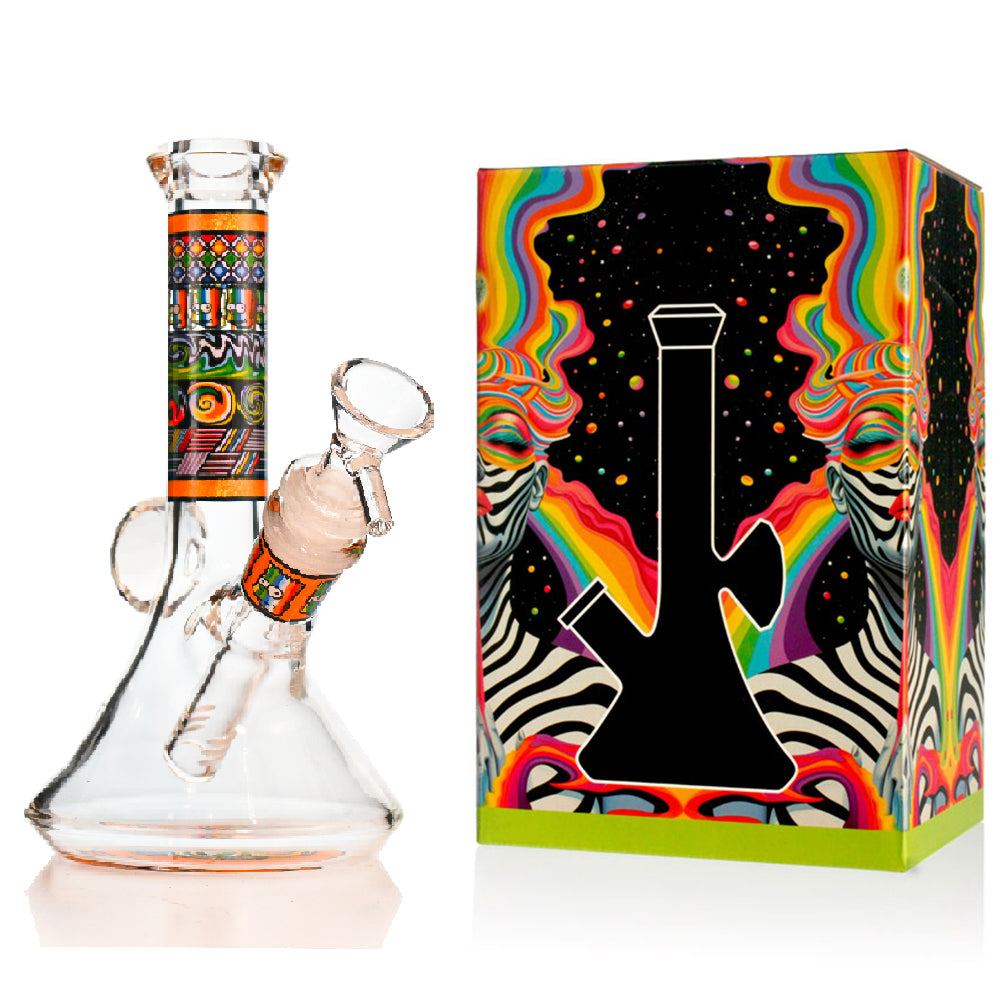 7" Crystal Lips Beaker Bong – Thick Glass, Full-Decal Art, 14mm Bowl - Croia Glass
