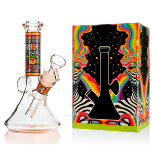 7" Crystal Lips Beaker Bong – Thick Glass, Full-Decal Art, 14mm Bowl - Croia Glass