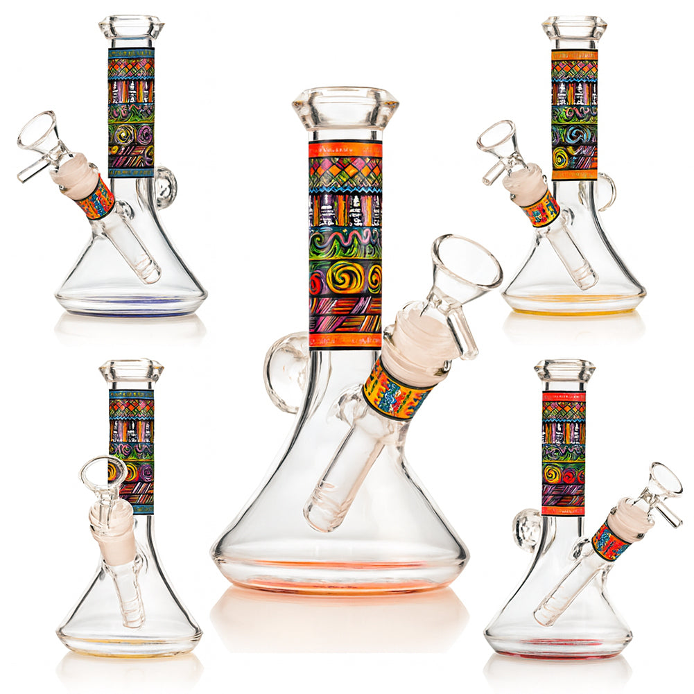 7" Crystal Lips Beaker Bong – Thick Glass, Full-Decal Art, 14mm Bowl - Croia Glass