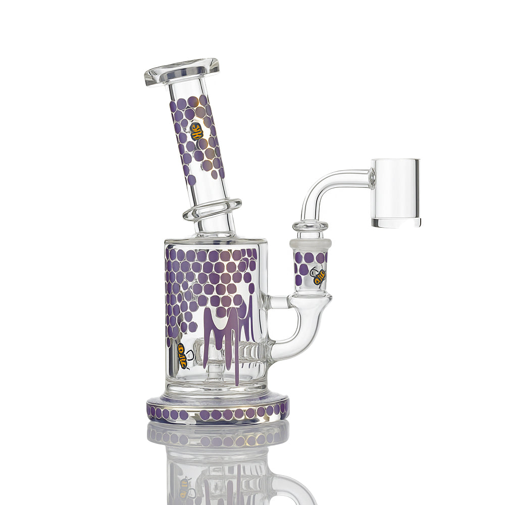 7" Honeycomb Bee Dab Rig – 14mm Quartz Banger, Honey Drip Decals, 5 Colors - Croia Glass