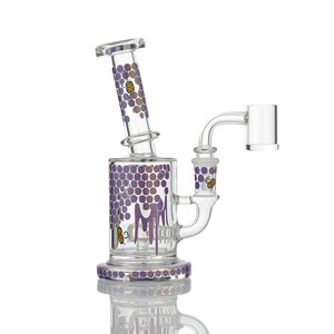 7" Honeycomb Bee Dab Rig – 14mm Quartz Banger, Honey Drip Decals, 5 Colors - Croia Glass