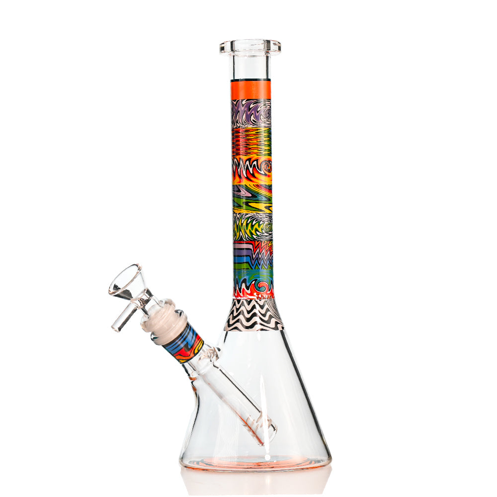 7" WigWag Decal Beaker Bong – Compact Design, Thick Glass, Heat-Cured Tribal Decals - Croia Glass