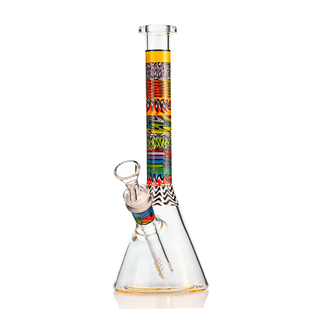 7" WigWag Decal Beaker Bong – Compact Design, Thick Glass, Heat-Cured Tribal Decals - Croia Glass
