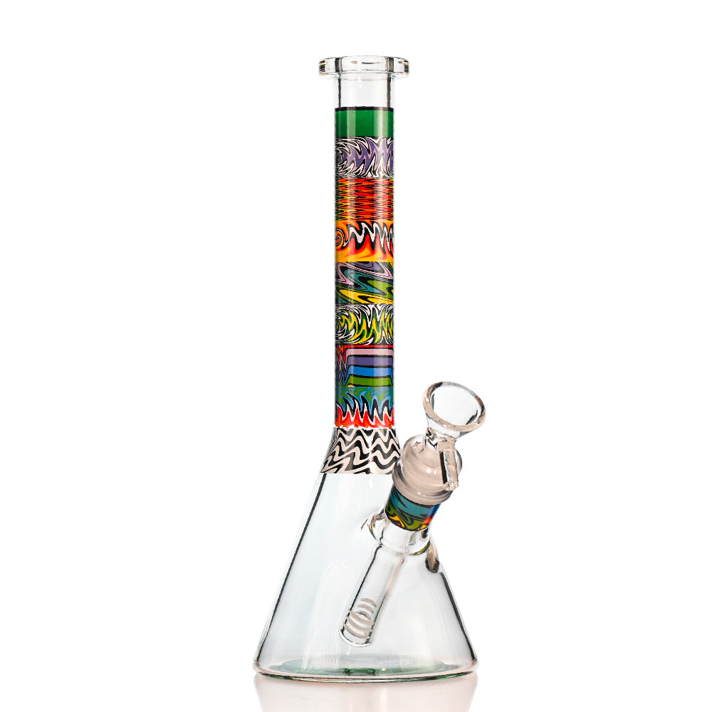 7" WigWag Decal Beaker Bong – Compact Design, Thick Glass, Heat-Cured Tribal Decals - Croia Glass