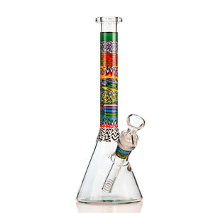 7" WigWag Decal Beaker Bong – Compact Design, Thick Glass, Heat-Cured Tribal Decals - Croia Glass