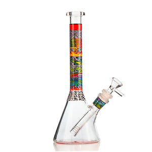 7" WigWag Decal Beaker Bong – Compact Design, Thick Glass, Heat-Cured Tribal Decals - Croia Glass
