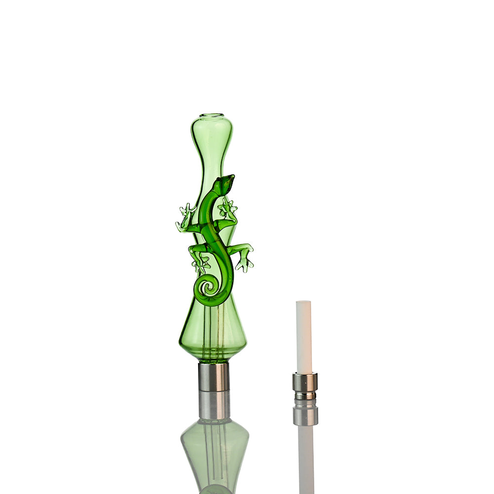 8" Lizard Glass Nectar Collector – Sculpted Gecko Body | 14mm Ceramic Tip | 510 Thread - Croia Glass