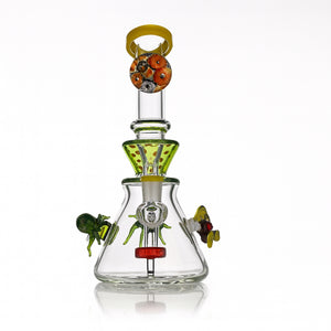 9" Ocean Reef Glass Bong – Hand-Sculpted Fish & Octopus Art, Showerhead Perc - Croia Glass