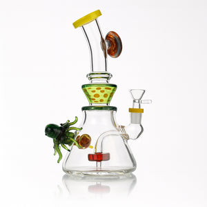 9" Ocean Reef Glass Bong – Hand-Sculpted Fish & Octopus Art, Showerhead Perc - Croia Glass
