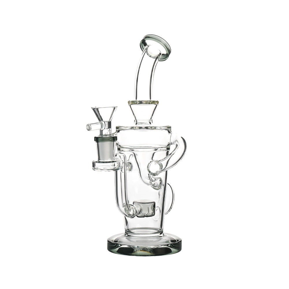 9" Recycler Water Pipe – Showerhead Perc, Dual Loop Recycler, Bent Neck - Croia Glass