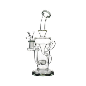 9" Recycler Water Pipe – Showerhead Perc, Dual Loop Recycler, Bent Neck - Croia Glass