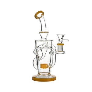 9" Recycler Water Pipe – Showerhead Perc, Dual Loop Recycler, Bent Neck - Croia Glass