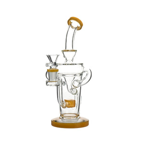 9" Recycler Water Pipe – Showerhead Perc, Dual Loop Recycler, Bent Neck - Croia Glass