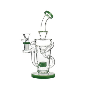 9" Recycler Water Pipe – Showerhead Perc, Dual Loop Recycler, Bent Neck - Croia Glass