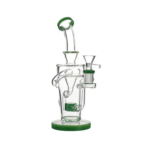9" Recycler Water Pipe – Showerhead Perc, Dual Loop Recycler, Bent Neck - Croia Glass