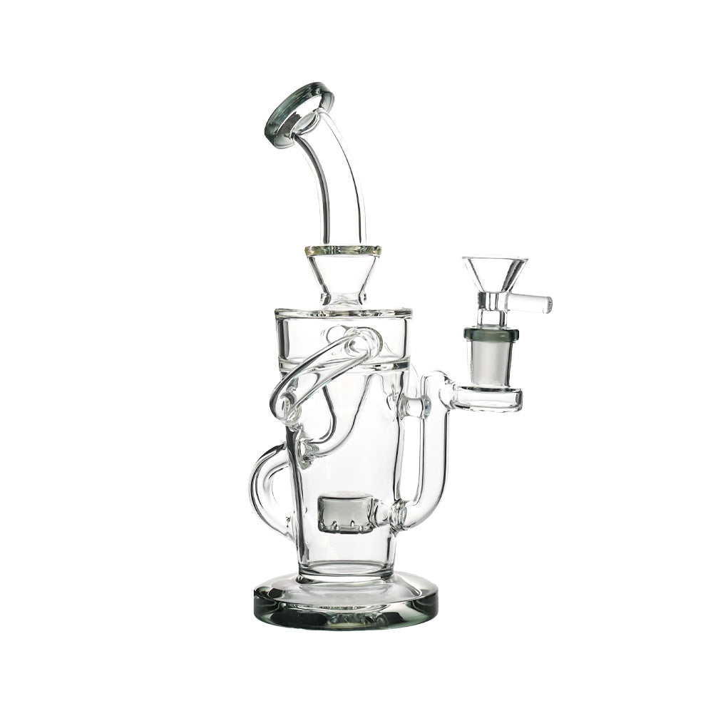 9" Recycler Water Pipe – Showerhead Perc, Dual Loop Recycler, Bent Neck - Croia Glass