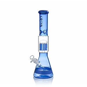 Croia Glass 15 inch blue beaker bong with tree percolator and ice catcher