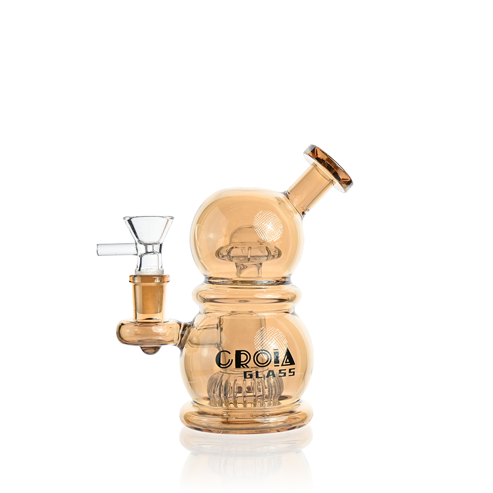 Croia Glass 6 inch champange mini egg dab rig with crown perc and splash guard