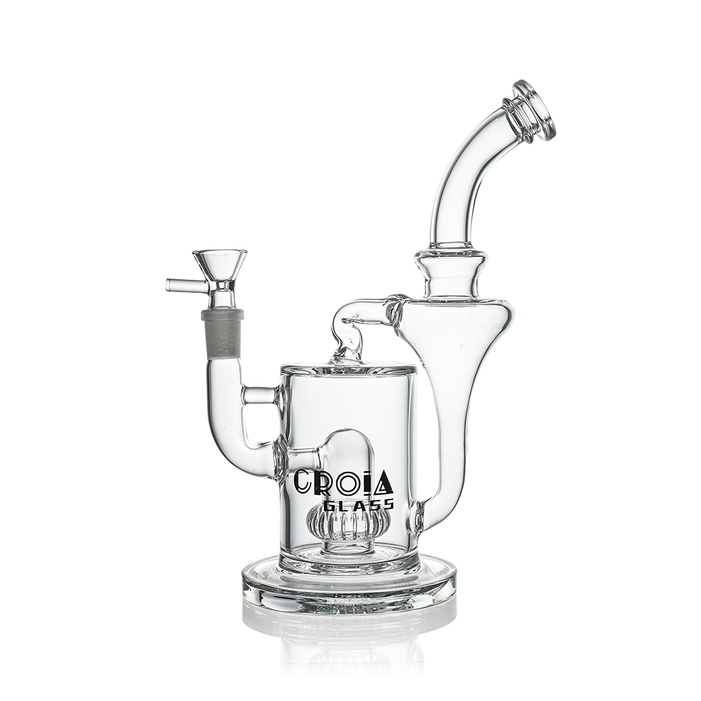 Croia Glass 10 inch hourglass recycler scientific bong with Crown Perc