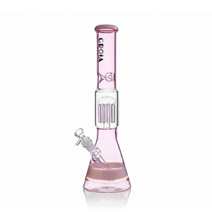 Croia Glass 15 inch pink beaker bong with tree percolator and ice catcher