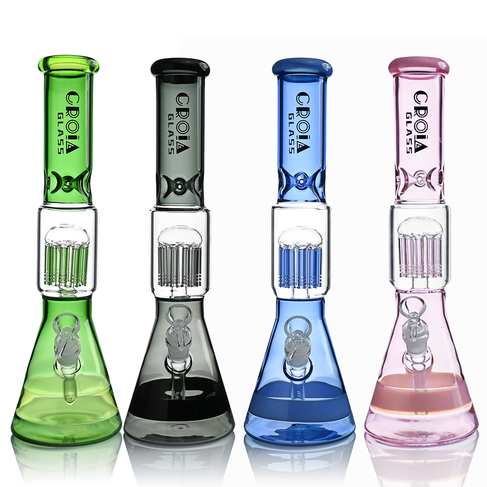 Croia Glass 15 inch beaker bong with tree percolator and ice catcher