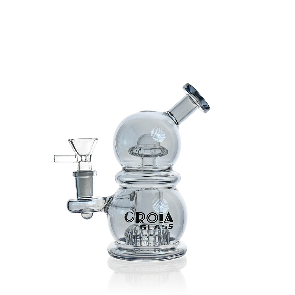Croia Glass 6 inch smoke mini egg dab rig with crown perc and splash guard