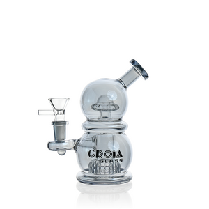 Croia Glass 6 inch smoke mini egg dab rig with crown perc and splash guard
