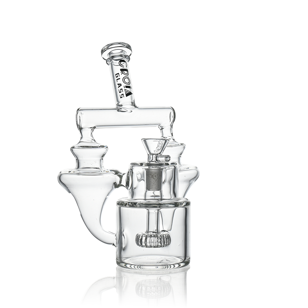 Croia Glass 8 inch twin vortex recycler scientific bong with showerhead perc