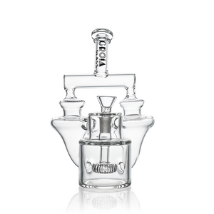 Croia Glass 8 inch twin vortex recycler scientific bubbler with showerhead perc