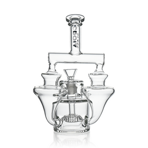 Croia Glass 8 inch twin vortex recycler scientific bong with showerhead perc