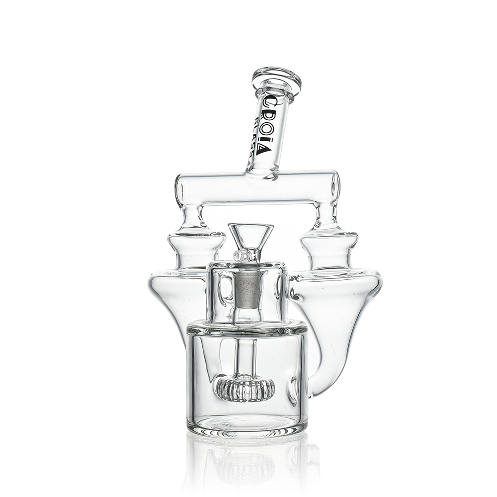 Croia Glass 8 inch twin vortex recycler scientific dab rig with showerhead perc