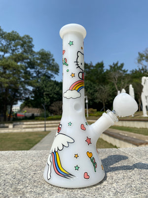 Unique White Cute Beaker Bong - Croia Glass