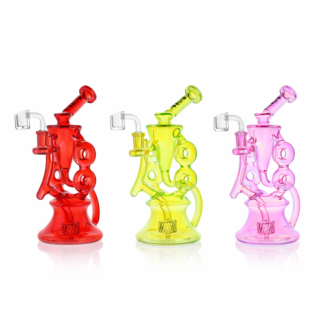 10" Symmetrical Quad-Donut Klein Recycler Dab Rig | Croia Glass