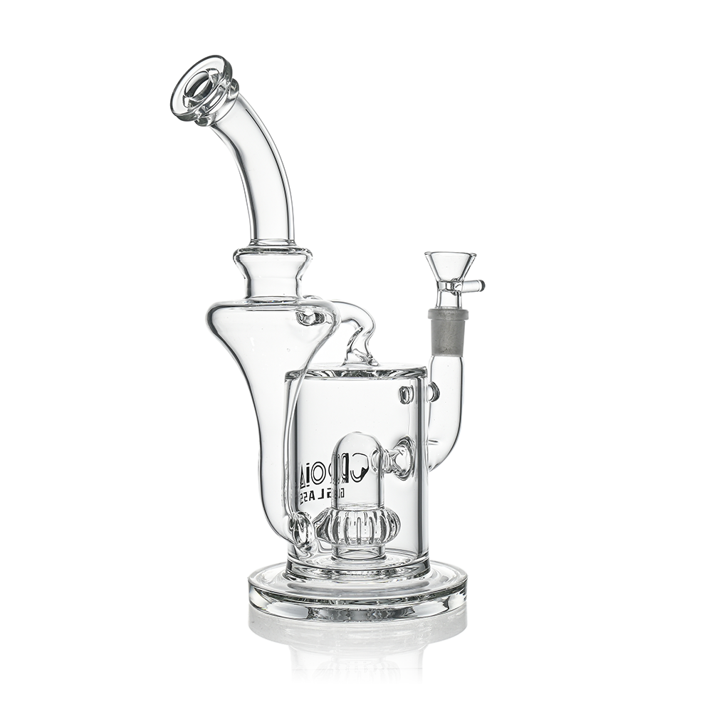 Croia Glass 10 inch hourglass recycler scientific bong with Crown Perc