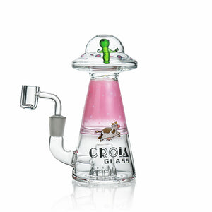 Croia Glass UFO alien dab rig with showerhead perc and quartz banger 