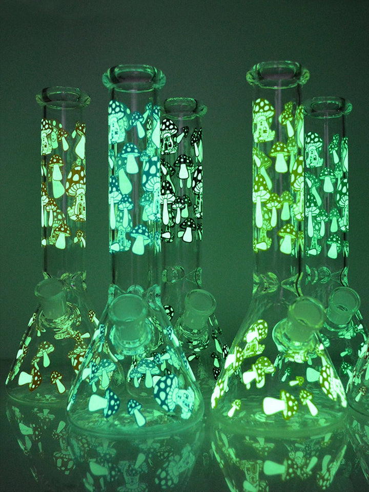 Glow In The Dark Mushroom Beaker Bong - Croia Glass