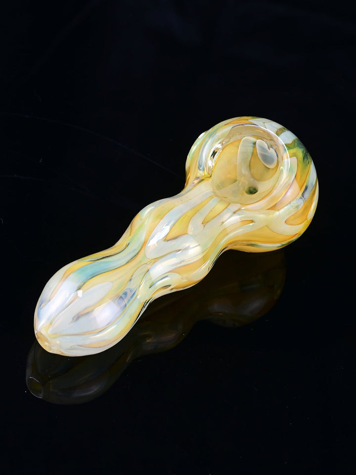 Gold Fumed Swirl Chillum Pipe - Croia Glass