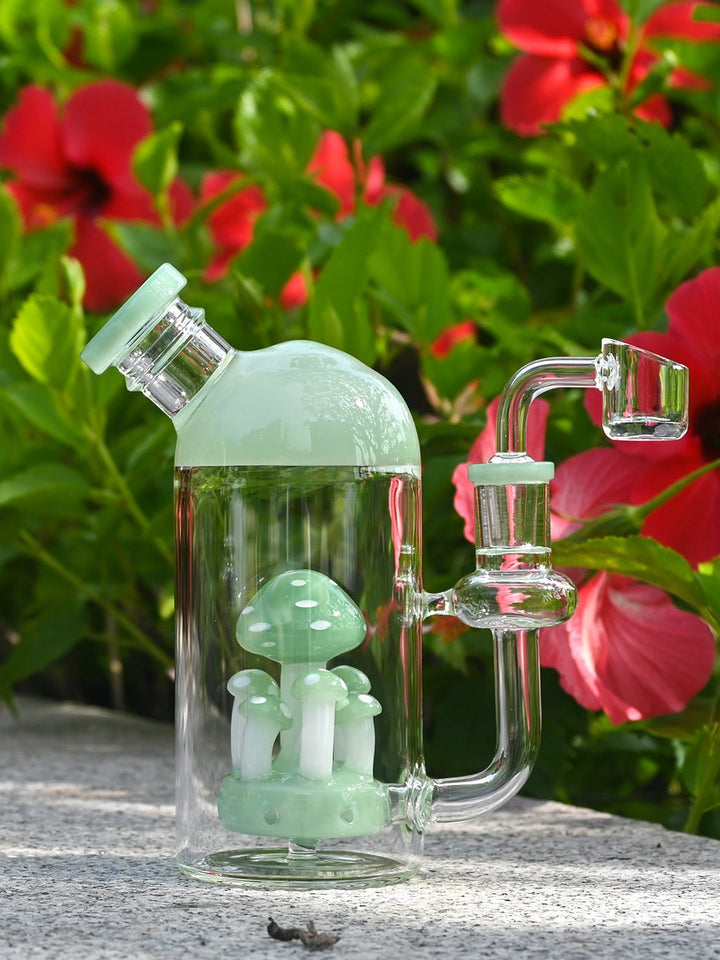 Green Mushroom Perc Glass oil Rig - Croia Glass